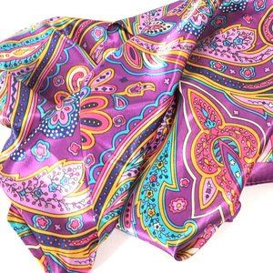 NEW Women's Purple Satin Square Scarf